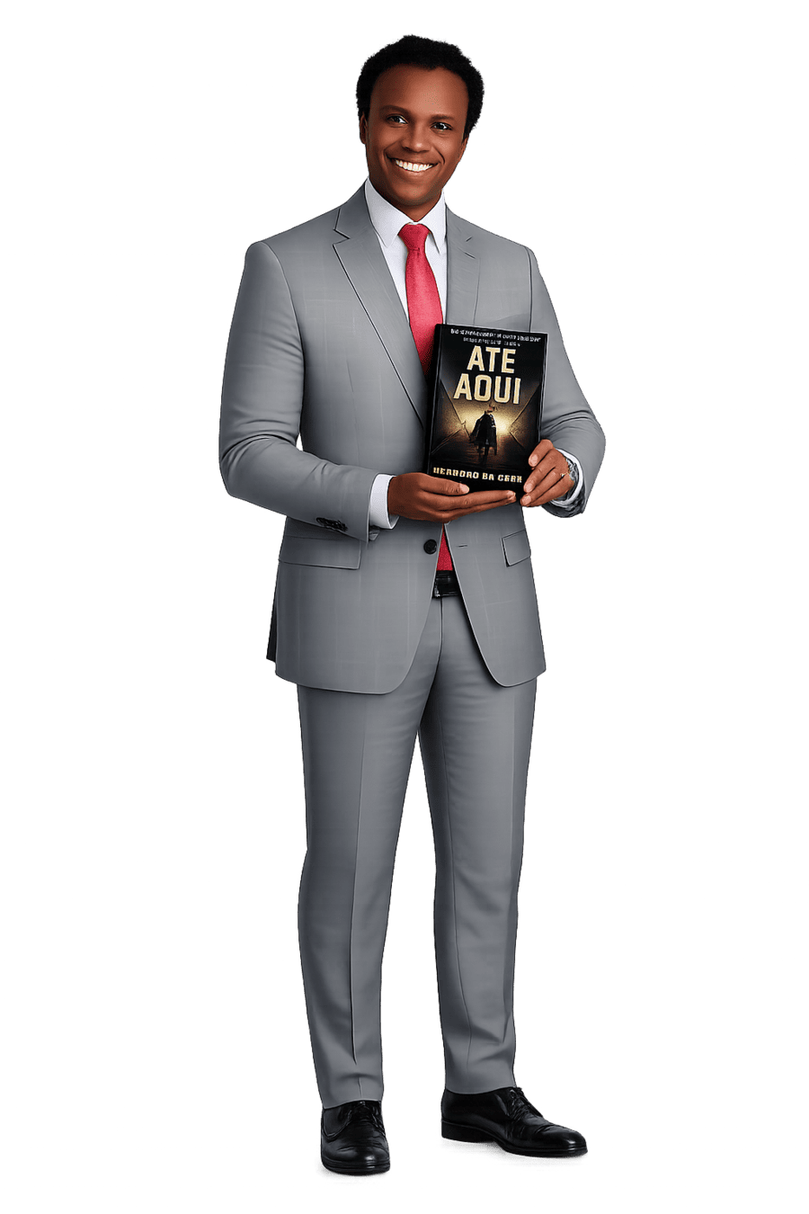 Leandro da Cruz segurando o livro Até Aqui